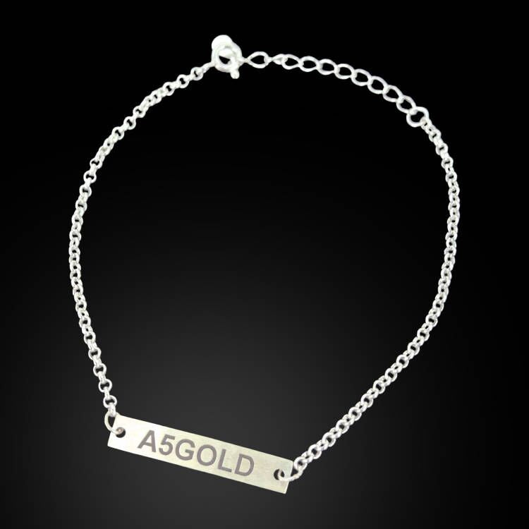 A5GOLD Brand  - Sterling Silver/Stainless Steel Bar Bracelet