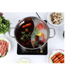 Load image into Gallery viewer, Stainless Steel Shabu Shabu Mongolian Hot Pot With Divider +10Pair Chopsticks 3Food Tongs+ 2 Pair Scoops Strainer
