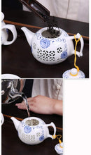 Load image into Gallery viewer, Mozentea Chinese Jingdezhen porcelain Kung/kong/gong fu Tea cermony Set Ceramic Tea Service 1 teapot 1 tea filter 6 tea cup 1 Tea Serving Pitcher
