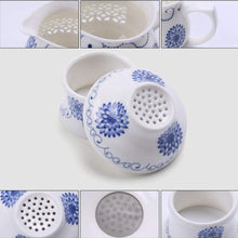 Load image into Gallery viewer, Mozentea Chinese Jingdezhen porcelain Kung/kong/gong fu Tea cermony Set Ceramic Tea Service 1 teapot 1 tea filter 6 tea cup 1 Tea Serving Pitcher
