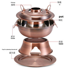 Load image into Gallery viewer, 36cm stainless steel hot pot Chinese Charcoal Mongolian lamb cooker for picnic
