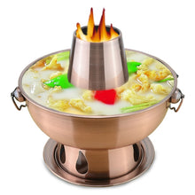 Загрузить изображение в средство просмотра галереи, 1.8 liters High quality  stainless steel hot pot, Chinese fondue Lamb Chinese Charcoal hotpot outdoor cooker picnic cooker
