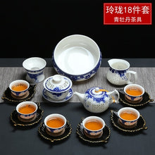 Загрузить изображение в средство просмотра галереи, 11PCS Hollow Honeycomb Kung Fu Tea Set Blue and White Porcelain Drinkware Ceramic Glass Teacup Teapot Gaiwan Strainer Fair Cup
