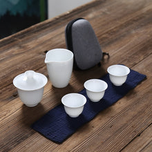 Load image into Gallery viewer, Porcelain Service Gaiwan Tea Cups Mug of Tea Ceremony Teapot,Chinese Portable Kung Fu Travel Tea Set, Ceramic Teacup with bag
