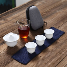 Load image into Gallery viewer, Porcelain Service Gaiwan Tea Cups Mug of Tea Ceremony Teapot,Chinese Portable Kung Fu Travel Tea Set, Ceramic Teacup with bag
