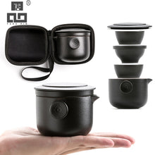 Load image into Gallery viewer, TANGPIN ceramic teapots with 2 tea cups porcelain gaiwan tea sets portable travel tea sets drinkware
