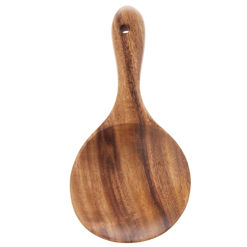 Wood  Kitchen Long Handled Spoons Ladle Rice Paddle Big Long Handled Wooden Strainer Spoon Skimmer Scoop Wooden Utensils Cooking